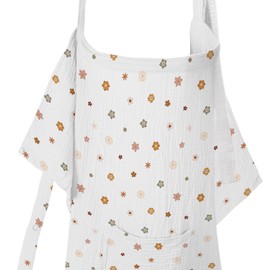 Wimst Muslin Nursing Cover Breastfeeding for Women, Soft and Breathable Breastfeeding Cover with Rigid Hoop for Nursing Apron (Flower-B)