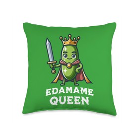 Edamame Queen Funny Vegan Vegetable Healthy Food Throw Pillow