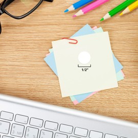 ChromaLabel 1/2 Inch Round Colored Stickers, Removable Sticky Dots Color Coding Labels, Ideal Colored Dot Stickers for Arts and Crafts - 1000 Sticker Labels per Roll, White Sticker Dots