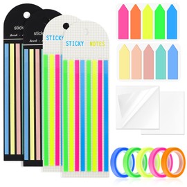 SelfTek Long Highlighter Strips Tape, Transparent Long Page Markers Sticky Index Tabs, Morandi Neon Memo Note Tabs, Book Tabs for Annotating Books Office School Supplies