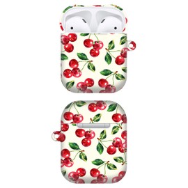 GlamCase for AirPods 2nd & 1st Generation Case, AirPods 1/2 Case - Cherry Watercolor Pattern Design Printed Cute Plastic Hardshell Designer AirPod Case/Cover for AirPods 1st / 2nd Generation