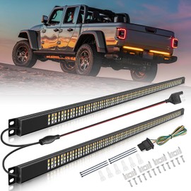 Nilight Nilight Truck Tailgate Light Bar 56" Aluminum Frame Triple Row 576 LED Strip with Red Running Brake Amber Sequential Turn Signals White Reverse Lighting for Car, Pickup, SUV