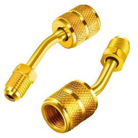 DUSCOKE 2PCS Car R410a Split Adapter Kit, 5/16" Female to 1/4" Male Swivel Connectors with 45° Thimble, R410a Mini Split Charging Vacuum Port Adapter for Air Conditioners HVAC Refrigeration Service