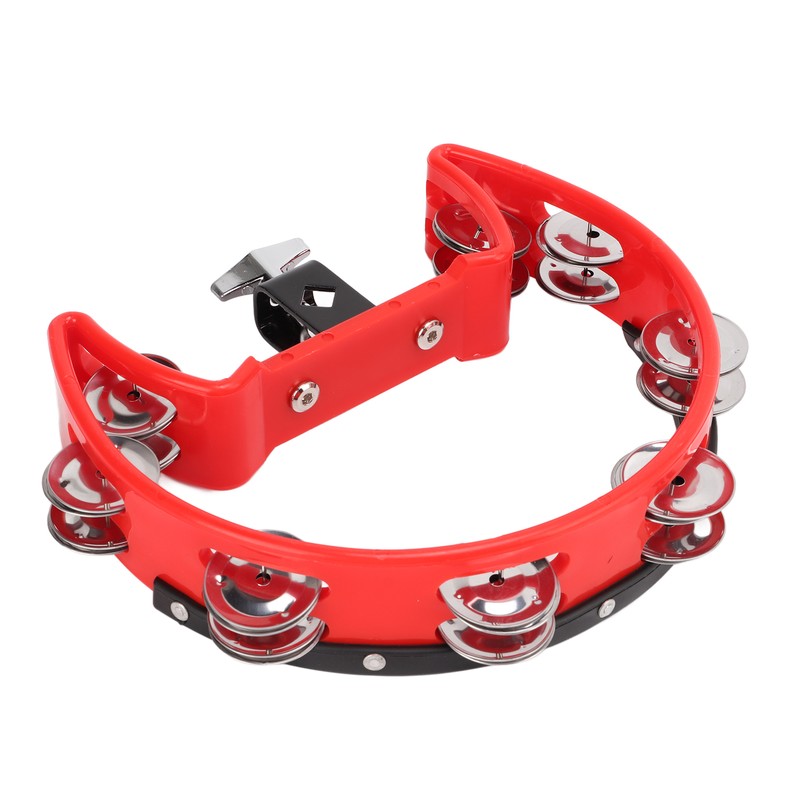 Tambourine Single Row Metal Jingle Bells Handheld Percussion Drum Instrument