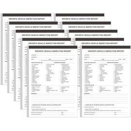 (10-Pack) Detailed Driver's Vehicle Inspection Report Book Format, 2-Ply Carbonless, 31 Sets of Forms per DVIR Log Book for Truck Drivers, 5.8" x 8.3"