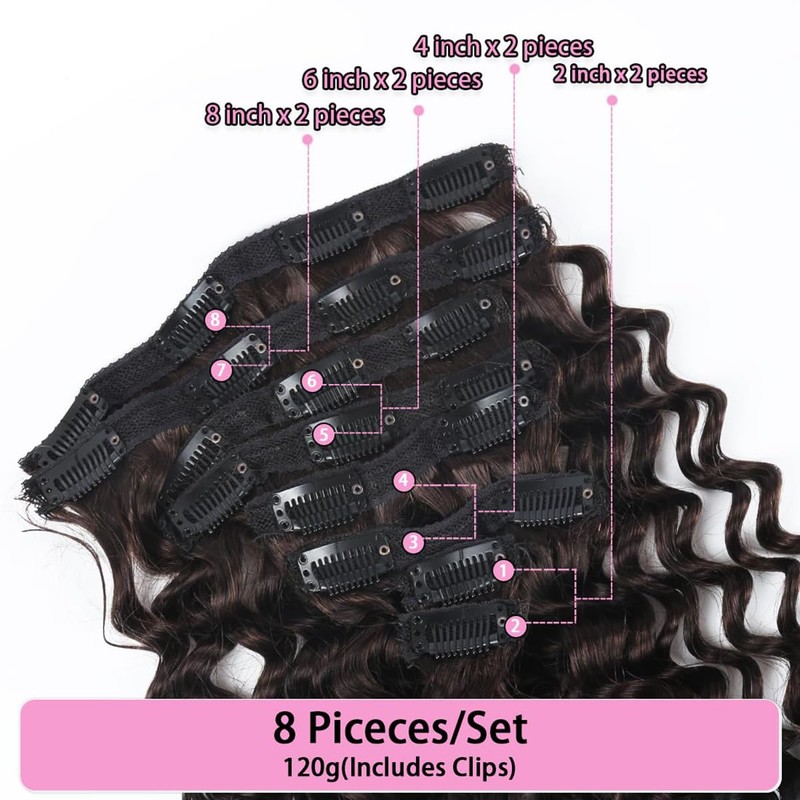 Curly Clip in Hair Extensions Real Human Hair 20 Inch