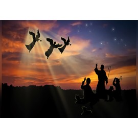 BELECO 9x6FT Fabric Nativity Scene Backdrop Holy Christmas Night Angel Lamb Shepherd Birth of Jesus Silhouette Background Religious Christianity Church Nativity Decor Baby Kids Photoshoot Studio Props