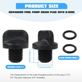 Gxcdizx 2X Pool Pump Drain Plug with O-Ring Replacement for Z*diac Salt Chlorine Generator Jandy Legacy Model LRZE Gas Heater (2009 - Present), Black Plugs Replaces for R0446000 (2025 New)