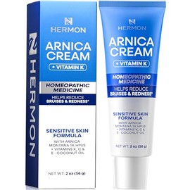 Hermon Arnica Bruise Cream with Vitamin K: Sensitive Skin & Face Formula for Bruising, Swelling & Thin Skin – Extra Strength Arnica Montana Hydrating Moisturizer 2 Oz