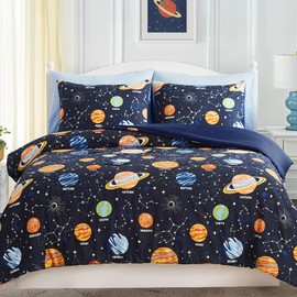 Wink Deer Full Size Comforter Set for Boys-7 Pieces Space Glow in The Dark Full Bedding Sets for Kids, Ultra Soft Bed in A Bag with Sheets