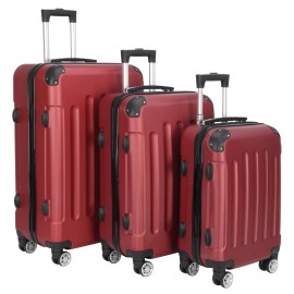 Luggage Set of 3, ABS+PC Hardside Suitcase Sets w/TSA Lock 4 Spinner Wheels Red
