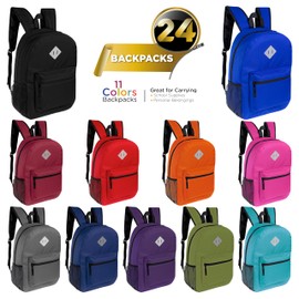 24-Pack Backpacks for Kids - Backpacks in Bulk for Elementary, Middle, and High School Students (17", Patch)