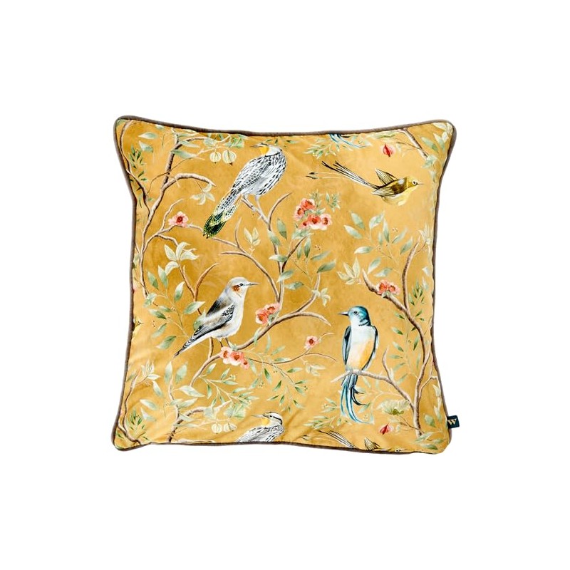 Wylder Tropics Orient Chinoiserie Birds Cushion Cover, Gold, 43 x