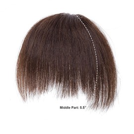 BUYOGET Clip in Fringe 100% Human Hair Pieces Dark Brown Fringe Clip in Hair Choppy Clip on Bangs