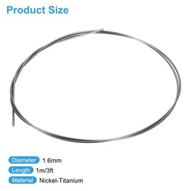 sourcing map 3 Feet Nitinol Wire, 1 Pcs 1.6mm Super Elastic Nitinol Shape Memory Pre-trained Wire Nickel-Titanium Spring Steel Wire for Research Labs DIY Classroom Display
