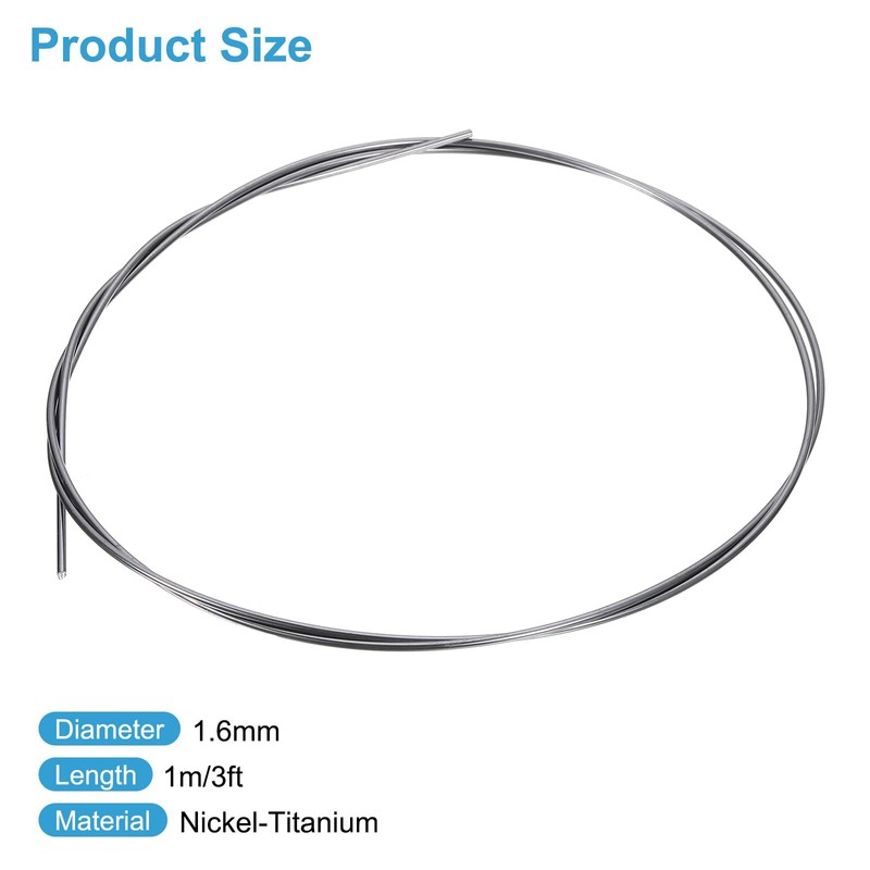 sourcing map 3 Feet Nitinol Wire, 1 Pcs 1.6mm Super