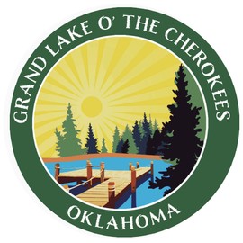 Lake Dock - Grand Lake O' The Cherokees - Oklahoma 3.5" Window Car Truck Sticker Decal Vacation Adventure Theme Novelty Applique