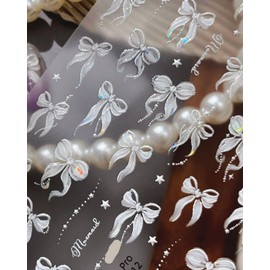 Oumino Nail Sticker, Ribbon, Nail Sticker, Retro, Harajuku Style, Gal, For Hands, 3D Nail Design, Cute, Popular, Fashionable, Sparkling, Nail Decoration, DIY, Just Stick, Nail Art, Birthday, Party