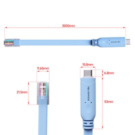 IQlionco USB Type C to RJ45 Console Cable, 10FT USB-C Console Cable Essential Accesory Compatible with Cisco/NETGEAR/Ubiquity/TP-Link Routers/Switches