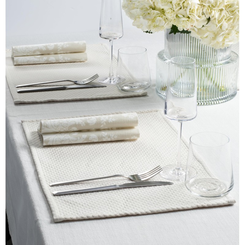 Royal White Premium Linen-Feel Disposable Paper Dinner Napkins, Opulent Design,