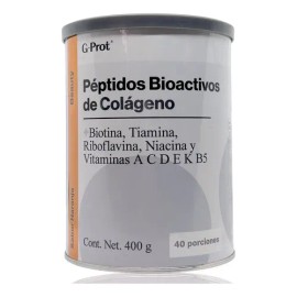 Péptidos Colágeno Biotina Hidrolizado Naranja 400g G-Prot Sin Gluten                                                                                  