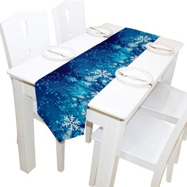 WOOR Double-Sided Christmas Snowflakes Table Runner 13 x 90 Inches Long,Table Cloth Runner for Wedding Party Holiday Kitchen Dining Home Everyday Decor