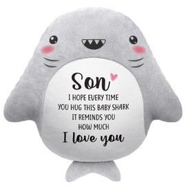 IDELTIME Gifts for Son Birthday, I Love You Shark Pillow, Son Gifts from Mom Dad, Gifts for Son in Law, Sons Gift on Birthday Graduation Christmas Valentines Day, Cute Decorative Throw Pillow