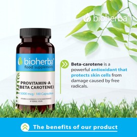 Beta-Carotene 300 Capsules 15000 mcg - High-Potency Provitamin A for Skin and Immune Health by BIOHERBA