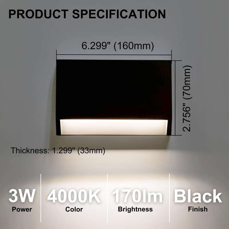 ZONK Outdoor Indoor LED Step Lights 110V -240V, Waterproof IP65