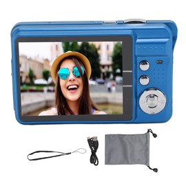 4K Digital Camera 48MP HD 2.7 Inch Screen 8X Zoom Autofocus Auto Beauty Anti Shake Travel Pocket Camera with Fill Light for Teens Kids Blue