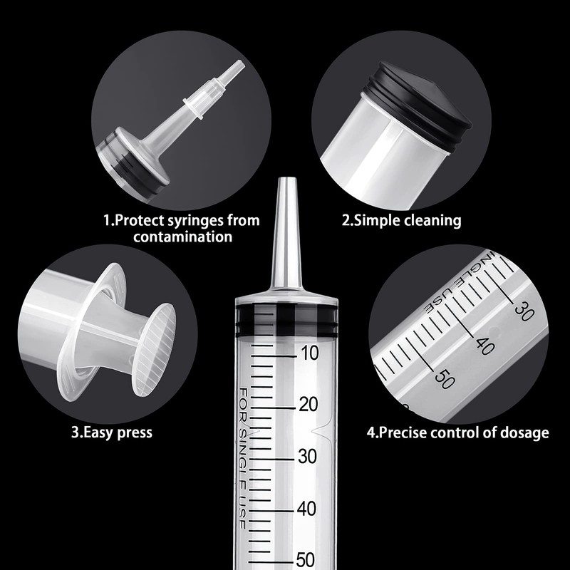 LDKJ 60ml Syringe Plastic Syringe with Tube and Connector Fluid