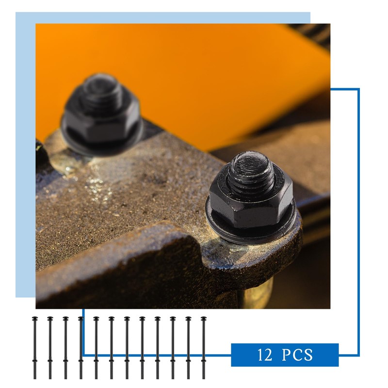 Zonon 12 Sets 1/2 x 10 Inch Black Carriage Bolt