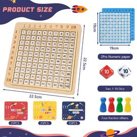 OSDUE Multiplication Board Multiplication Board, Wooden Montessori Maths Counting Hundred Board Toys, Fidget Learning Game Toy, Educational Game Toy Children