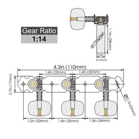 Mr.Power Guitar Tuners Machine Heads 3+3 Set Tuning Keys String Pegs Only for Classical Guitar (Short Black, Red Button)