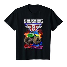 Kids Monster Trucks Crushing 6 Boys 6th Birthday Six Year Old T-Shirt