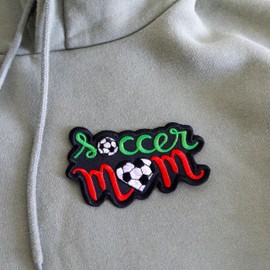 Soccer Mom Embroidered Patch – Iron-On, 4.2 x 2.6 inches – Fun Sports Mom Badge