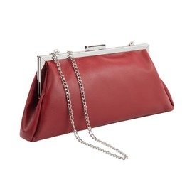 WALLYN'S Elegant Pleated Leather Clutch Purse,Soft Pleated Evening Handbag for Women Formal,Weddings,Proms,Cocktail-Gemma(Burgundy)