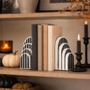 Modern Striped Arch Bookends Set of 2 Resin Black White