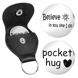 Mabor Pocket Hug Token, Stainless Steel Double Sided Pocket Hug Keychain A Little Pocket Hug Coin Graduation Gifts for Him Her Best Friend Engagement Gifts for Couples