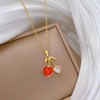 wsycoo Cherry Necklace for Women Hypoallergenic Red Crystal Fruit Necklaces
