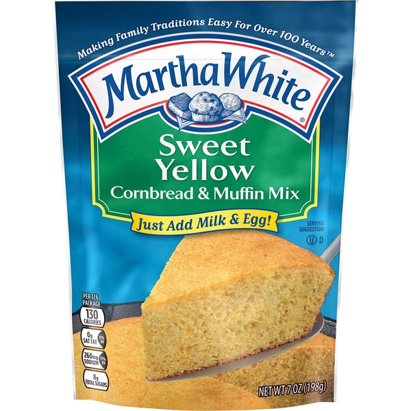 Martha White Sweet Yellow Cornbread and Muffin Mix, 7 Ounce (Pack of 12), 13300042342