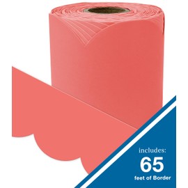 Carson Dellosa 65 Feet of Salmon Pink Bulletin Board Border, Scalloped Border Trim, Spring Bulletin Board Decorations, Rolled Pink Classroom Border for Bulletin Board and Classroom Décor