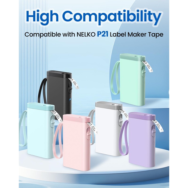4-Rolls P21 Label Tape Transparent 180 Labels/Roll,14x40mm (0.55"x1.57"),Thermal Paper Compatible
