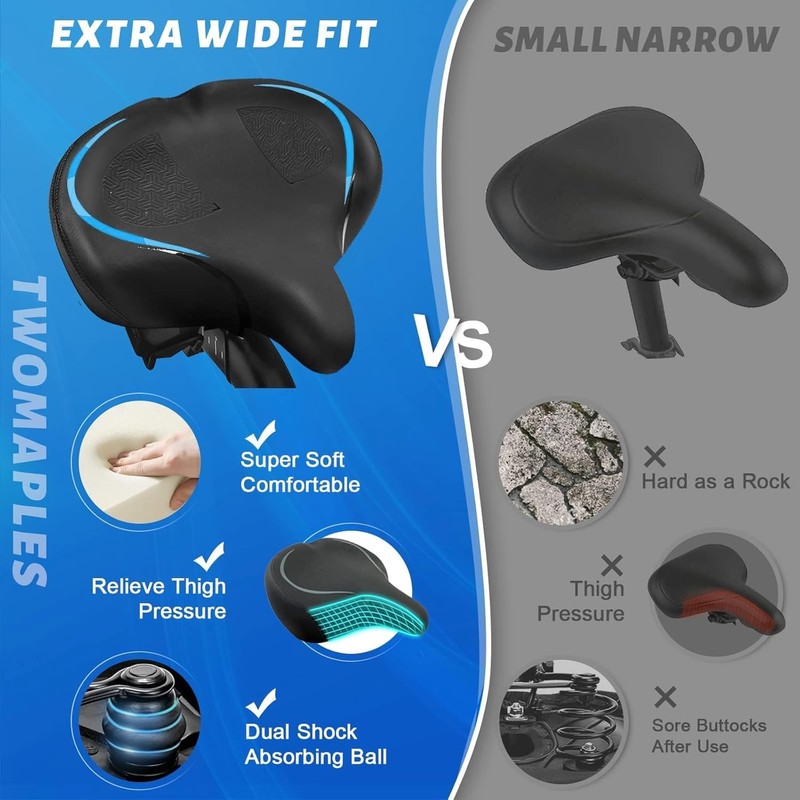 Bicycle Seat, Bike Seat for Women Men Extra Comfort Wide,