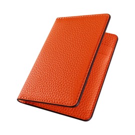 COGURE COPCC26A/B Card Case, Genuine Leather, Shrink Calf Leather, Thin, Bifold, orange