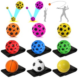Tianher Ball with String, Pack of 9 Jump Ball for Children Moon Ball Wrist Ball with Cord for Kids Party Gift