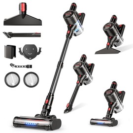 Cordless Vacuum Cleaner, 450W 40Kpa Stick Vacuum with Powerful Suction, 50Mins Vacuum Cleaners for Home, Anti-Tangle Brush, 8 in 1 Lightweight Vacuum for Hard Wood Floor Carpet Pet Hair