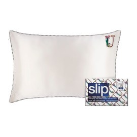 slip Queen Pure Silk Pillow Case - 100% Pure 22 Momme Mulberry Silk - Queen Size Standard Pillow Case - Anti-Aging, Anti-BedHead, Anti-Sleep Crease, Initial Collection: Letter U (20" x 30")