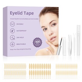 Double Eyelid Tape-Breathable Double Eyelid Tape,Invisible Eyelid Tape Lifter Strips,Hypoallergenic Fiber,Ultra-Thin Long-Lasting Double Eyelid Tape, Suitable For Hooded, Droopy,Monolids,420Pcs