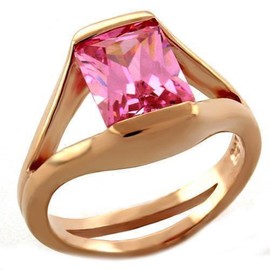 YourJewelleryBox S104 Rose Gold Sterling Silver Ring Emerald ct Simulated Diamonds Pink Sapphire Size T USA 10